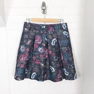 LOFT Outlet Pleated Textured Floral High Waisted Skirt Size 4